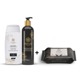 MISK INTIMATE WET WIPES+ MISK HIJAB BLACK MUSK SHAMPOO 400 ml+Misk Shower Gel with Musk - 500ml