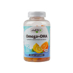 Amerix Omega+DHA dietary supplement bottle on a white background