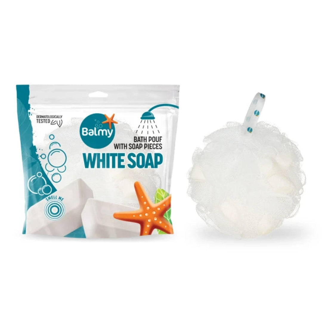 BalmyWhiteSoapBathPouf