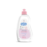 Bottle of bubble bottle toy and dish wash with pink cap on a white background