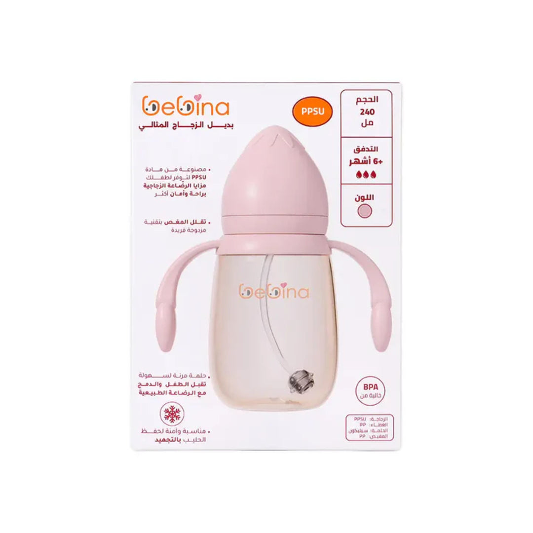 Bebina Strawberry Baby Bottle +6m, 240 ml - light pink