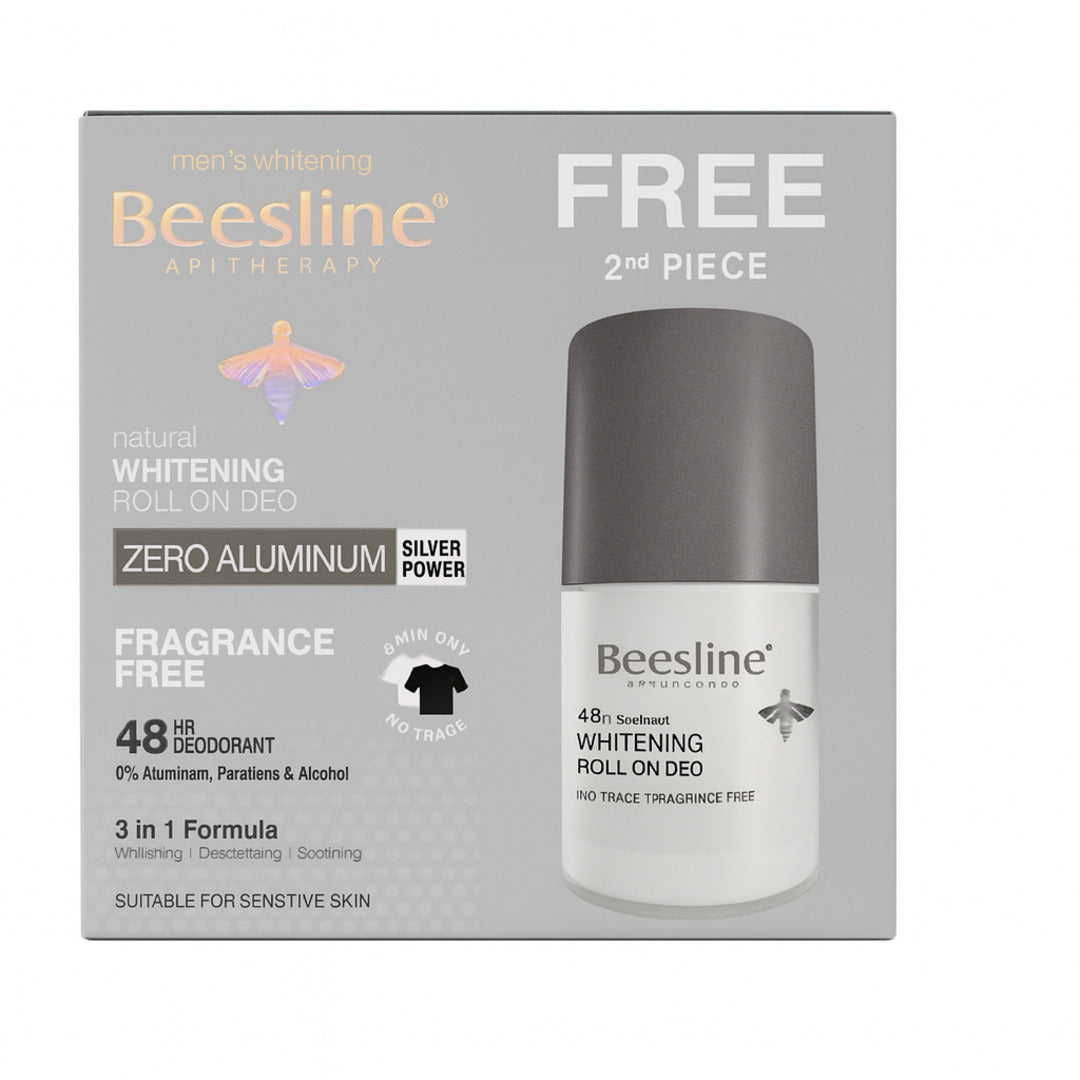 Beesline Whitening Zero Aluminum Deodorant Roll On, 2x50ml