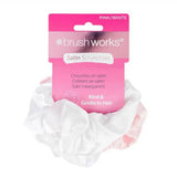 Brushworks Satin Scrunchies – Pink & White
