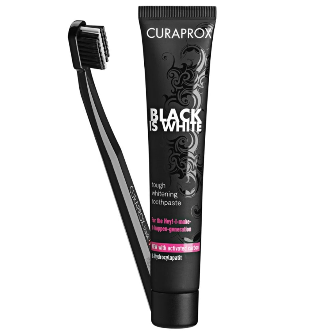 CURAPROX Black Is White - Whitening Toothpaste With Brush