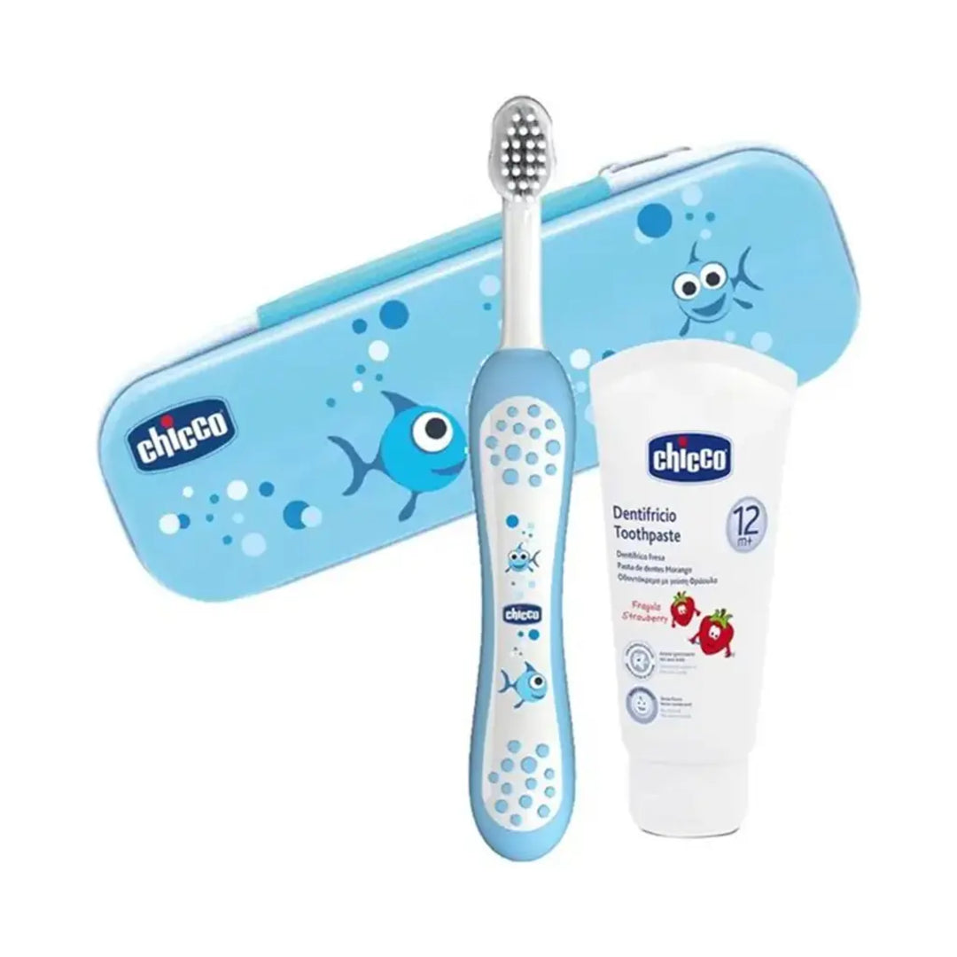 Chicco Toothbrush & Toothpaste with Fluoride - Blue