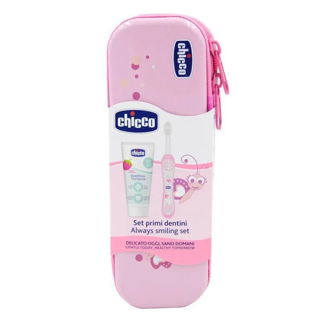 Chicco Toothbrush & Toothpaste with Fluoride - Pink