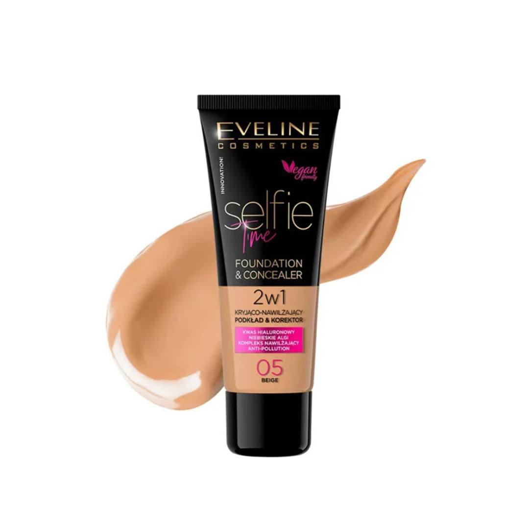 EVELINE Selfie Time 2 in 1 Foundation and Concealer 06 Honey - 30ml