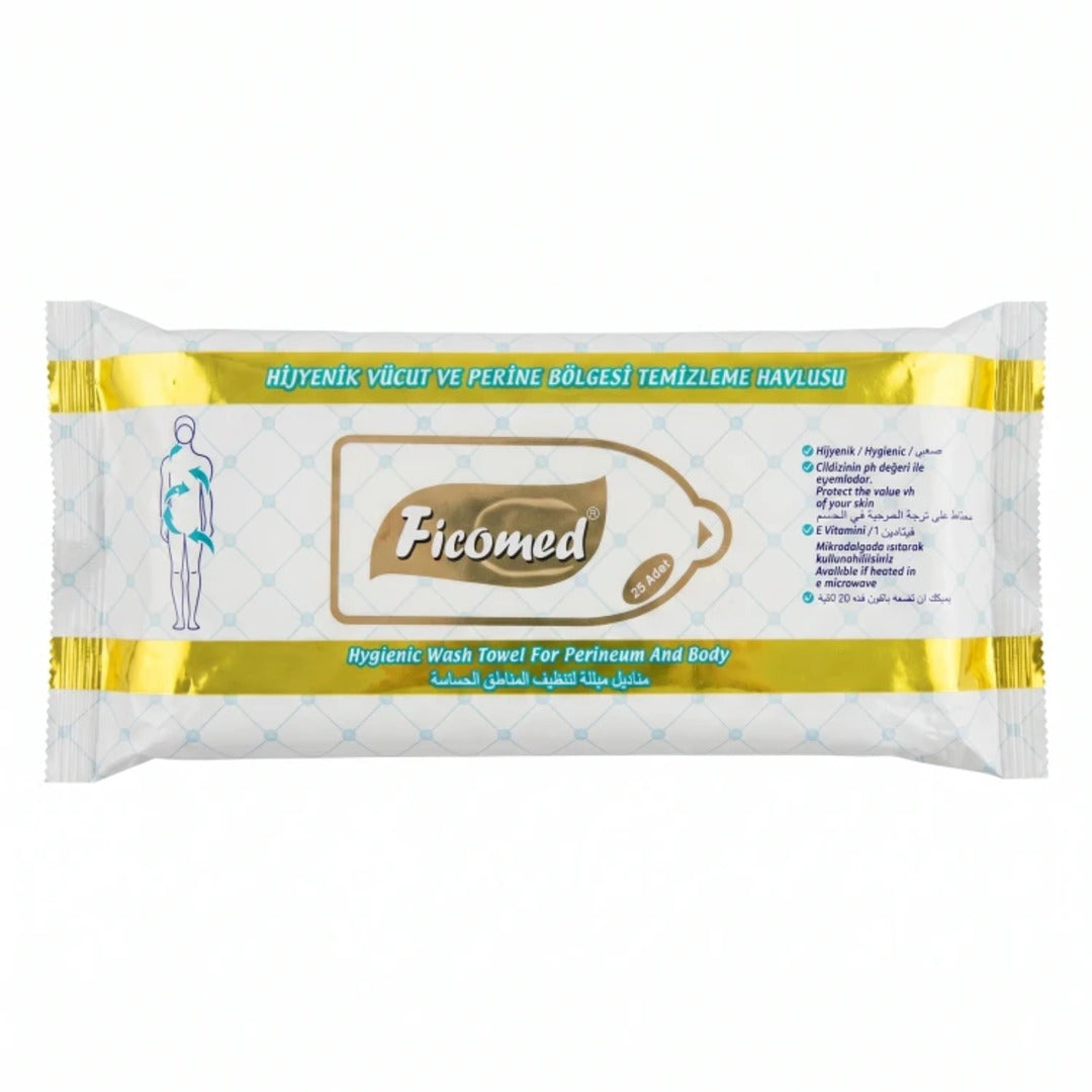 FicomedHygienicWashTowelForPerineumandbodyWIPES25Adet
