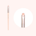 An image showing a Flalia Muhly #45 Point Shadow Brush, with a pale pink handle and a beige brush head, presented against a white background.
