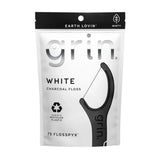 GRIN Floss Pic White Charcoal 75 pc