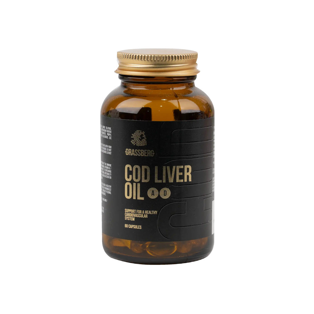 Grassberg Cod Liver Fish Oil + Vitamin A,D 60 Capsules