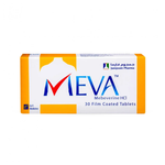 Box of MEVA Mebeverine HCL tablets with Jamnagar Pharma branding on a white background