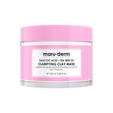 Pink jar of maru-derm clarifying clay mask on a white background