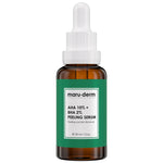 Brown serum bottle with green label on a white background