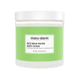 Jar of maru-derm Rice Bran Water Body Scrub on a white background