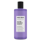 Purple shampoo bottle with black cap on a white background