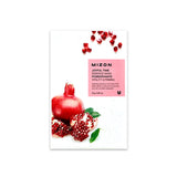 Mizon Pomegranate Essence Mask packaging with pomegranate graphics on a white background