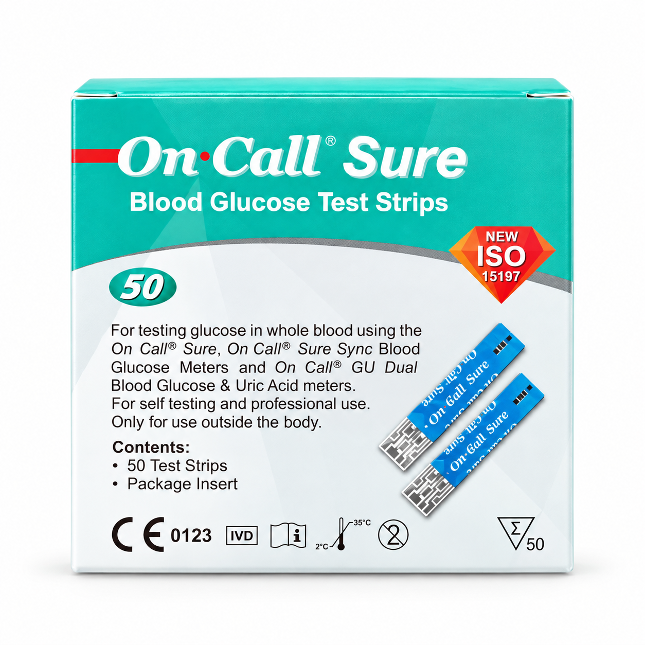 On Call Sure Blood Glucose Test Strips – 50 Strips