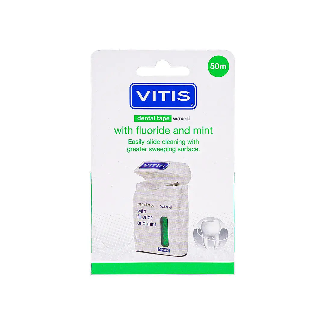 Vitis Waxed Dental Tape With Fluoride & Mint 50m